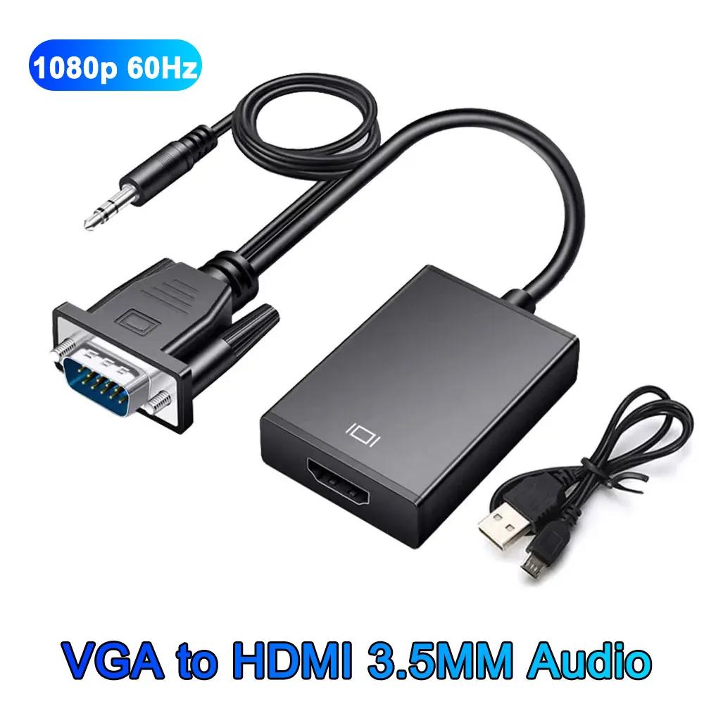 Ǯ HD 1080P VGA to HDMI  ̺, 3.5mm  , HDMI ȣȯ , PC ƮϿ HDTV Ϳ